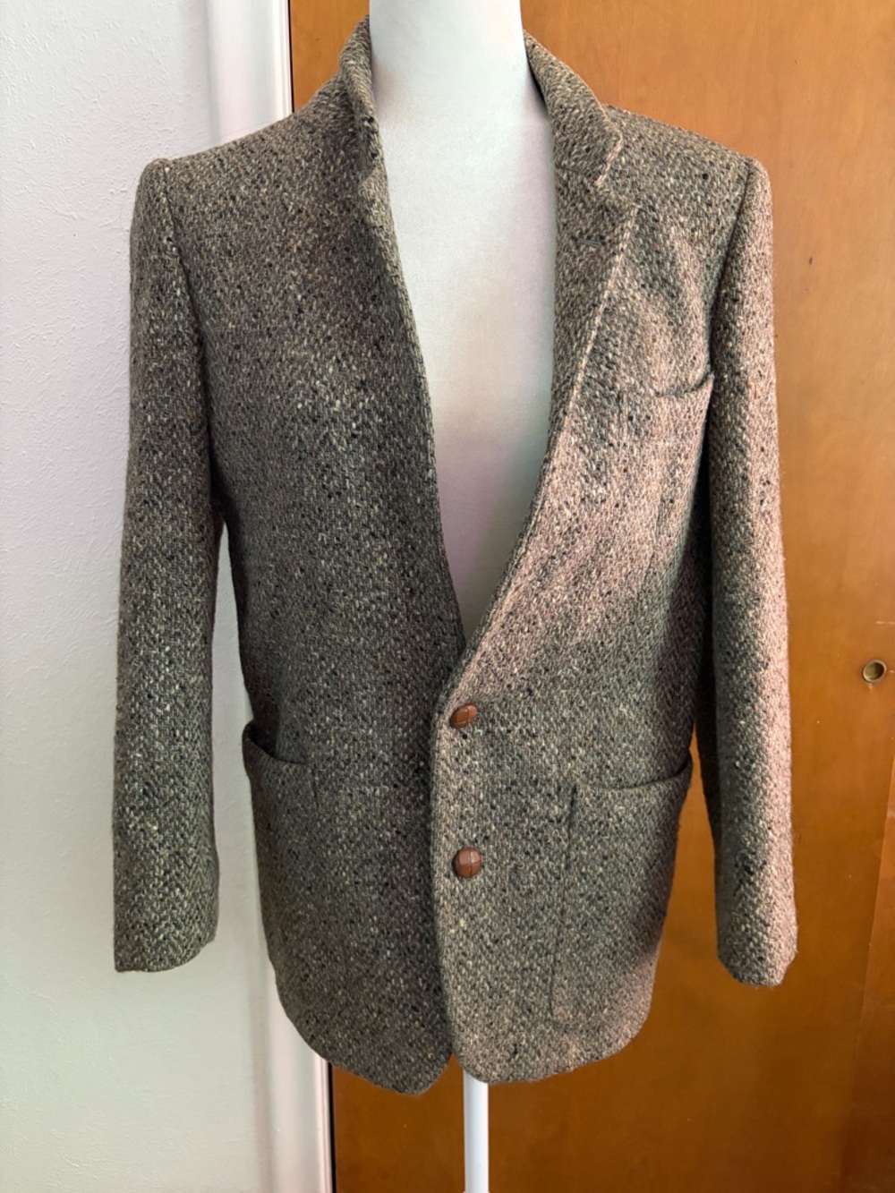 Yves Saint Laurent Vintage Brown Tweed Wool Sport Coat Blazer